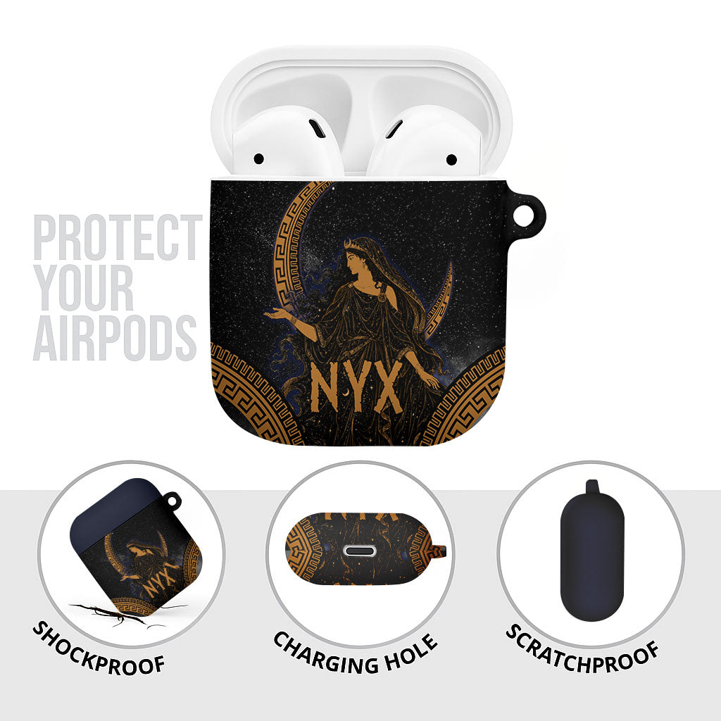 Greek Mythology Nyx AirPods Case Starry Night Classical Art Greek Key Pattern