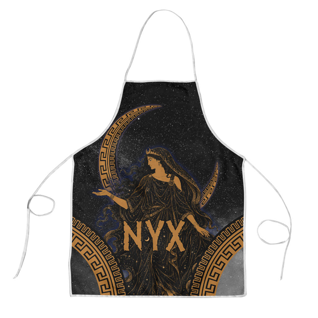 Greek Mythology Nyx Apron Starry Night Classical Art Greek Key Pattern