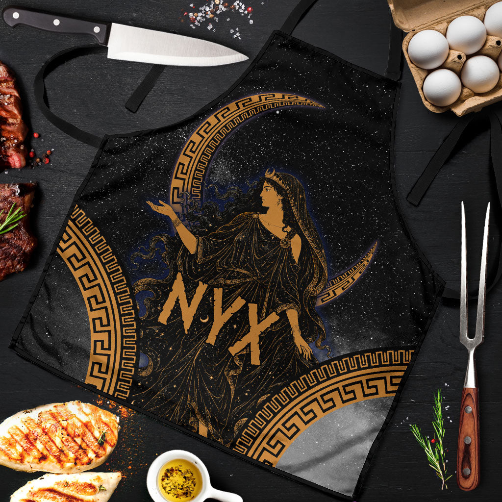 Greek Mythology Nyx Apron Starry Night Classical Art Greek Key Pattern