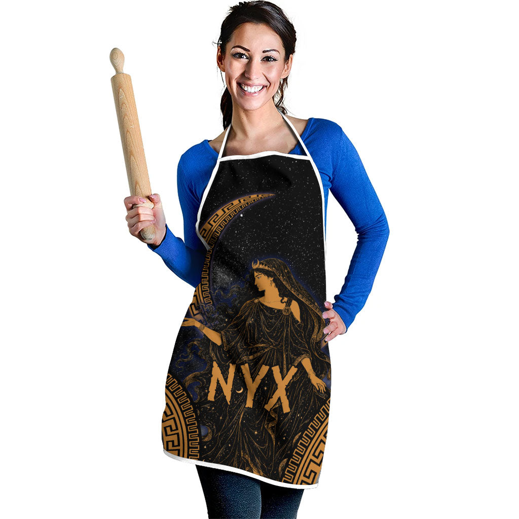 Greek Mythology Nyx Apron Starry Night Classical Art Greek Key Pattern