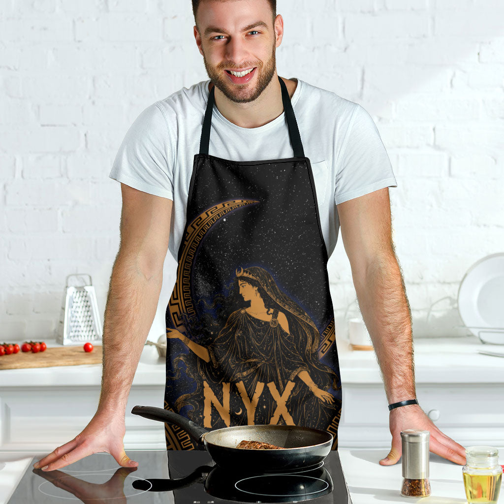 Greek Mythology Nyx Apron Starry Night Classical Art Greek Key Pattern