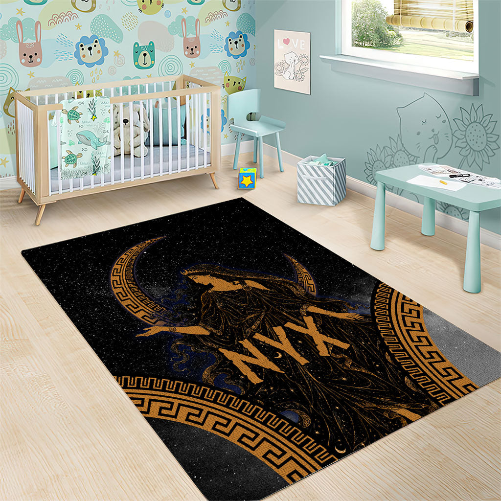 Greek Mythology Nyx Area Rug Starry Night Classical Art Greek Key Pattern