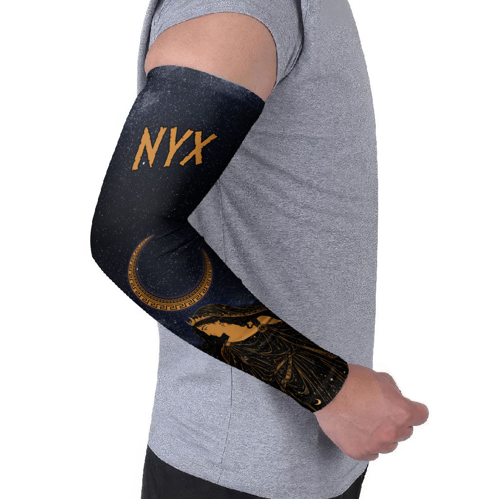 Greek Mythology Nyx Arm Sleeves Starry Night Classical Art Greek Key Pattern