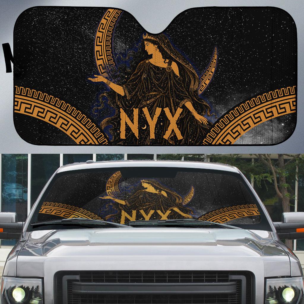 Greek Mythology Nyx Auto Sun Shade Starry Night Classical Art Greek Key Pattern