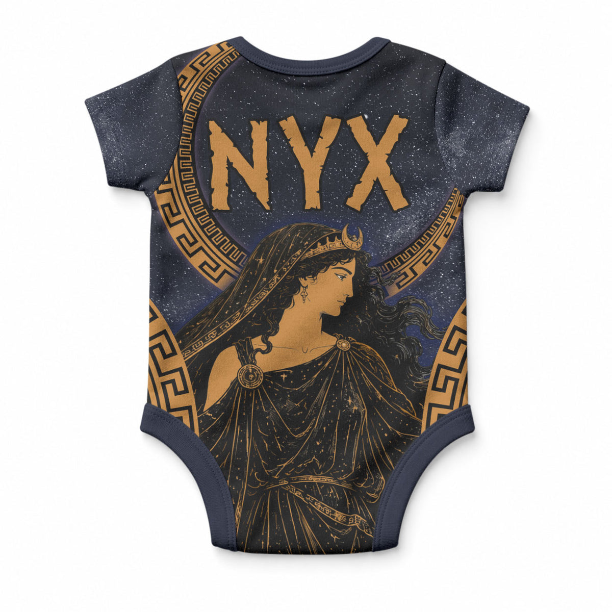 Greek Mythology Nyx Baby Onesie Starry Night Classical Art Greek Key Pattern