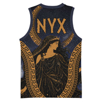 Greek Mythology Nyx Basketball Jersey Starry Night Classical Art Greek Key Pattern