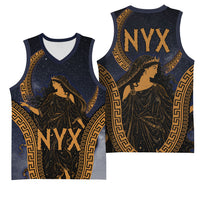 Greek Mythology Nyx Basketball Jersey Starry Night Classical Art Greek Key Pattern