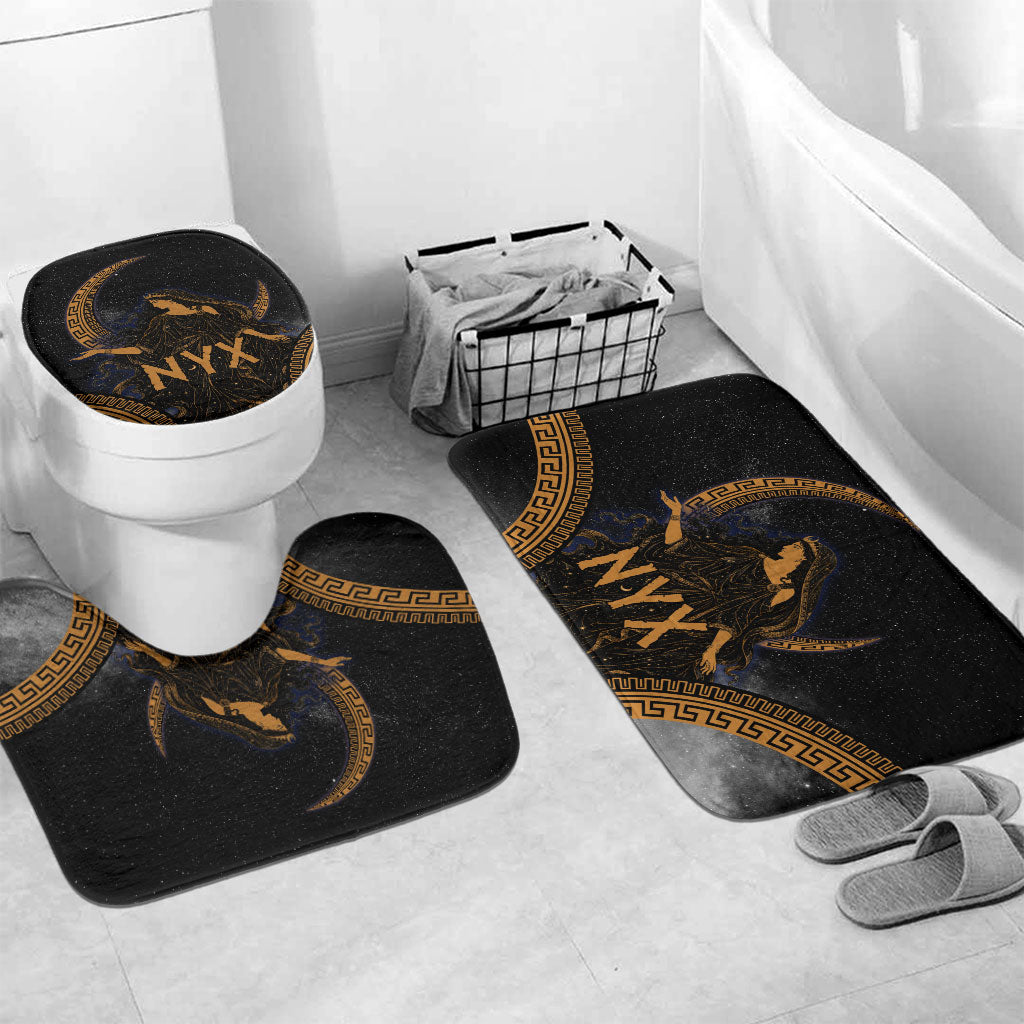 Greek Mythology Nyx Bathroom Set Starry Night Classical Art Greek Key Pattern