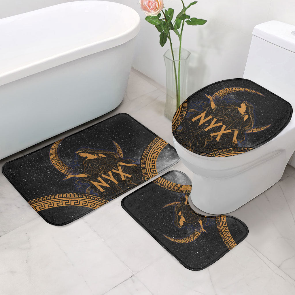 Greek Mythology Nyx Bathroom Set Starry Night Classical Art Greek Key Pattern