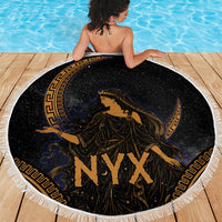 Greek Mythology Nyx Beach Blanket Starry Night Classical Art Greek Key Pattern