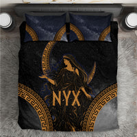 Greek Mythology Nyx Bedding Set Starry Night Classical Art Greek Key Pattern