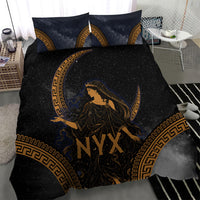Greek Mythology Nyx Bedding Set Starry Night Classical Art Greek Key Pattern