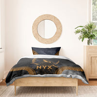 Greek Mythology Nyx Bedding Set Starry Night Classical Art Greek Key Pattern