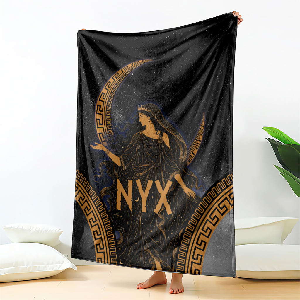 Greek Mythology Nyx Blanket Starry Night Classical Art Greek Key Pattern