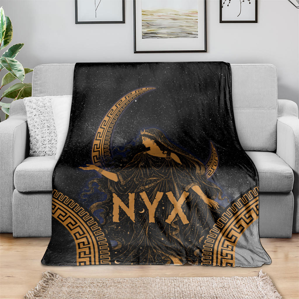 Greek Mythology Nyx Blanket Starry Night Classical Art Greek Key Pattern