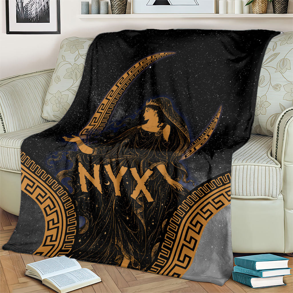 Greek Mythology Nyx Blanket Starry Night Classical Art Greek Key Pattern