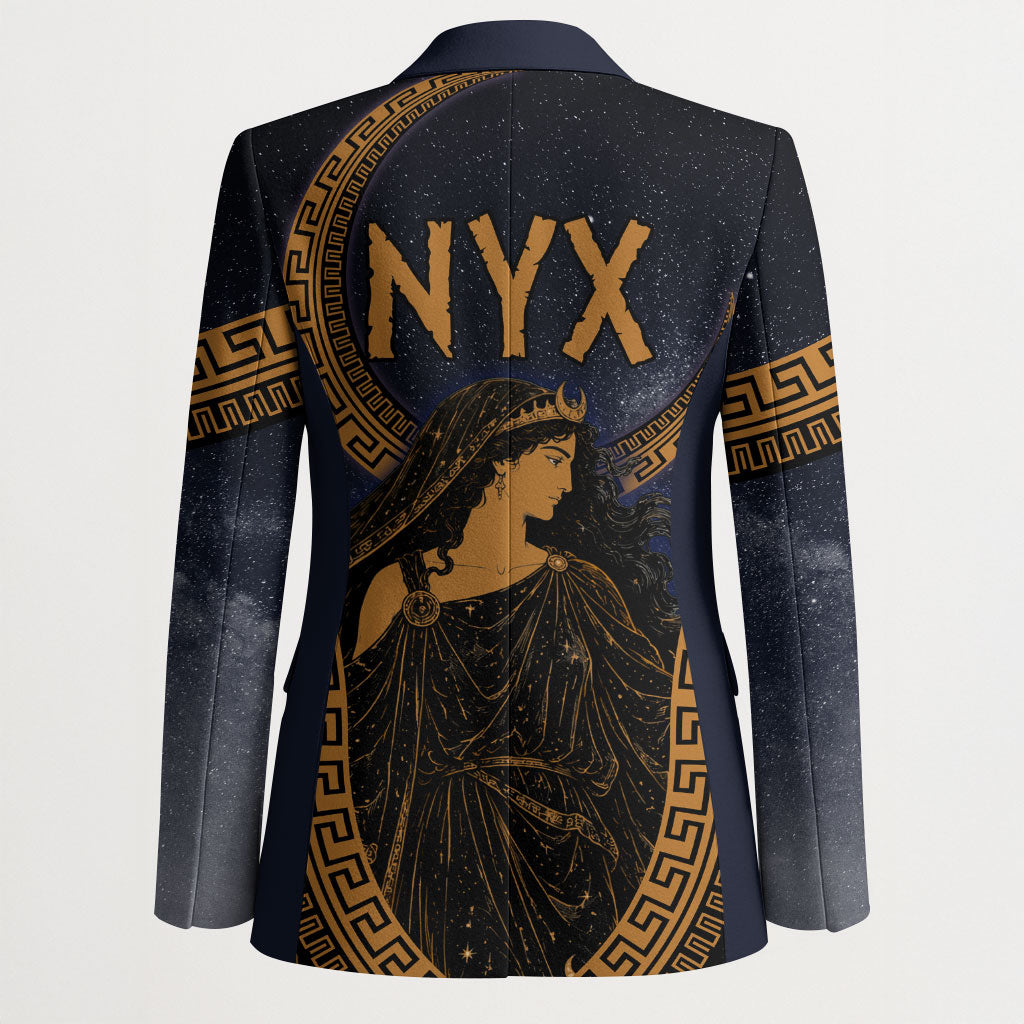 Greek Mythology Nyx Blazer Starry Night Classical Art Greek Key Pattern