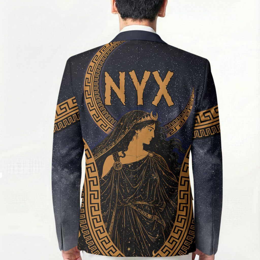 Greek Mythology Nyx Blazer Starry Night Classical Art Greek Key Pattern