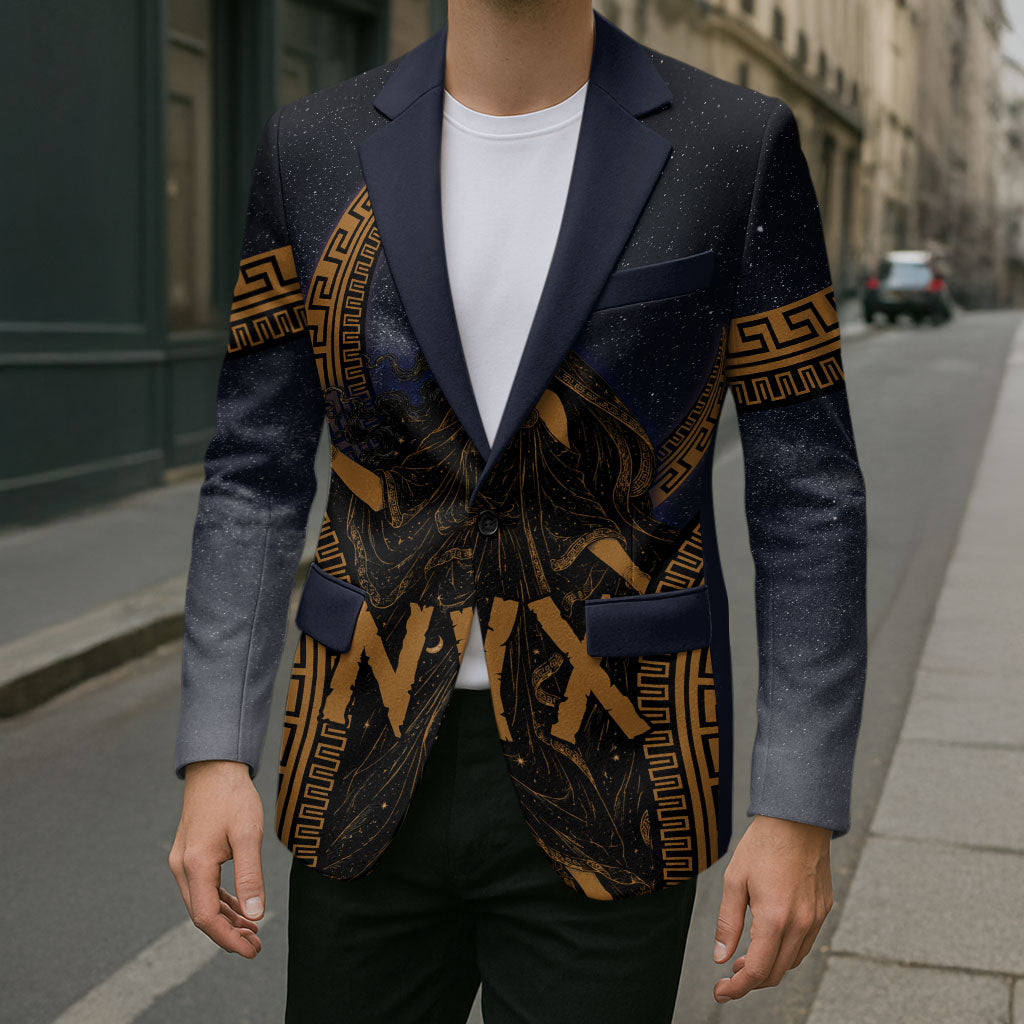 Greek Mythology Nyx Blazer Starry Night Classical Art Greek Key Pattern