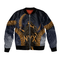 Greek Mythology Nyx Bomber Jacket Starry Night Classical Art Greek Key Pattern