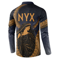 Greek Mythology Nyx Button Sweatshirt Starry Night Classical Art Greek Key Pattern