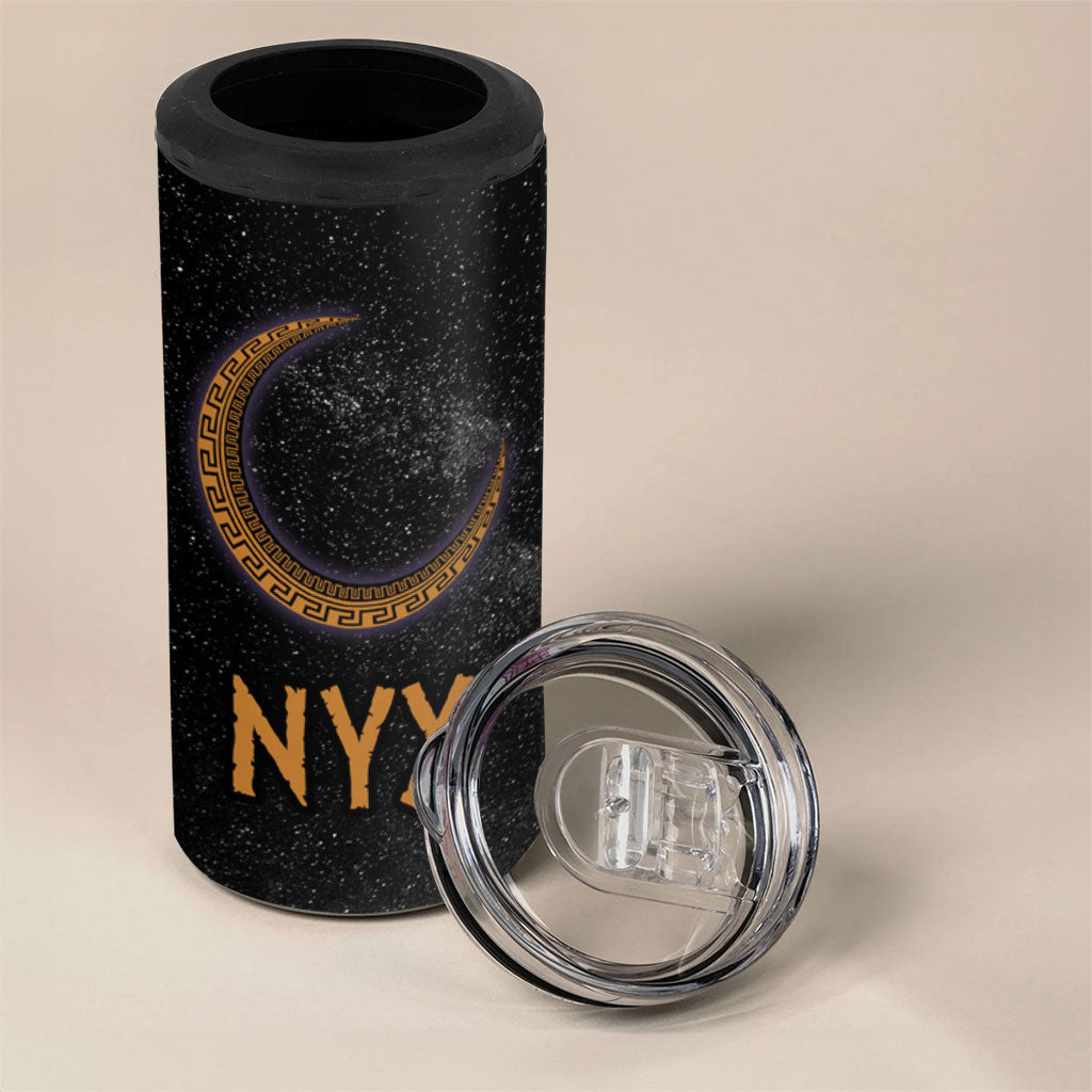 Greek Mythology Nyx 4 in 1 Can Cooler Tumbler Starry Night Classical Art Greek Key Pattern