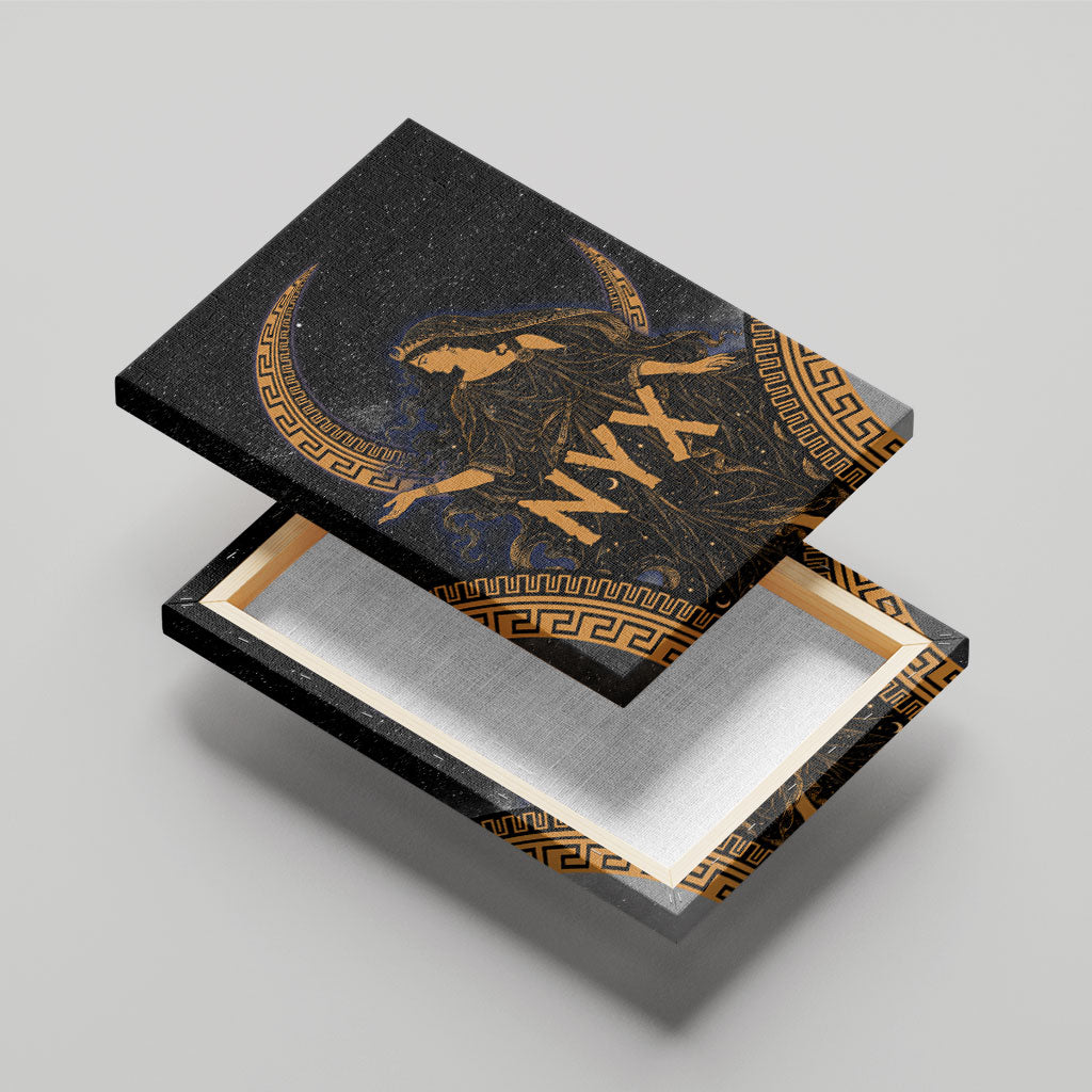 Greek Mythology Nyx Canvas Wall Art Starry Night Classical Art Greek Key Pattern