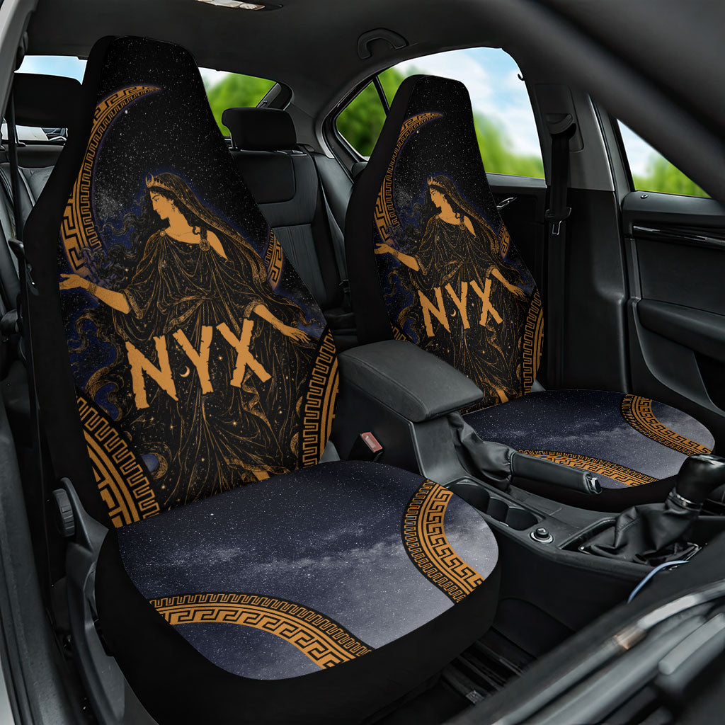 Greek Mythology Nyx Car Seat Cover Starry Night Classical Art Greek Key Pattern
