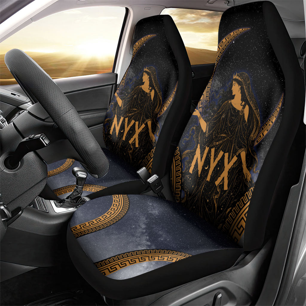 Greek Mythology Nyx Car Seat Cover Starry Night Classical Art Greek Key Pattern