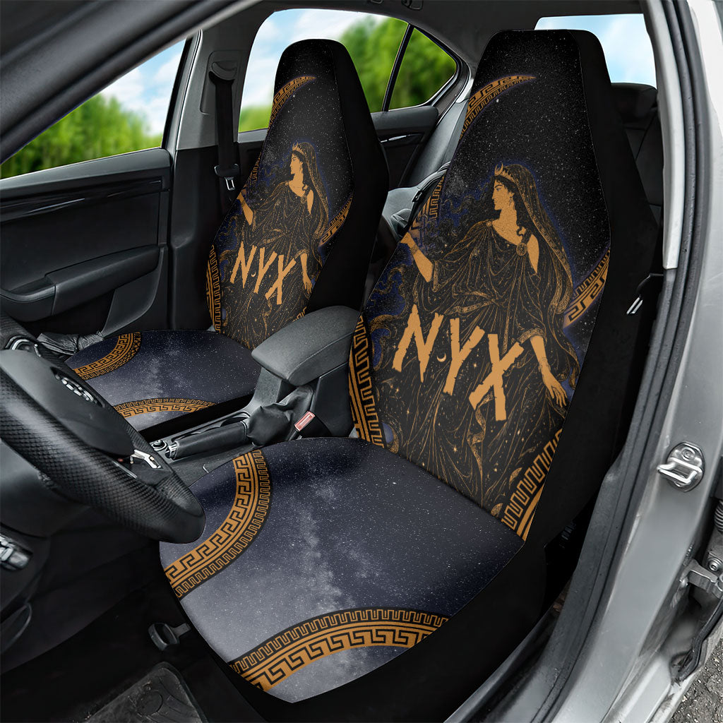 Greek Mythology Nyx Car Seat Cover Starry Night Classical Art Greek Key Pattern