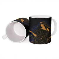 Greek Mythology Nyx Ceramic Mug Starry Night Classical Art Greek Key Pattern
