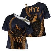 Greek Mythology Nyx Cross Shoulder Shirt Starry Night Classical Art Greek Key Pattern