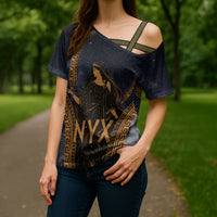Greek Mythology Nyx Cross Shoulder Shirt Starry Night Classical Art Greek Key Pattern