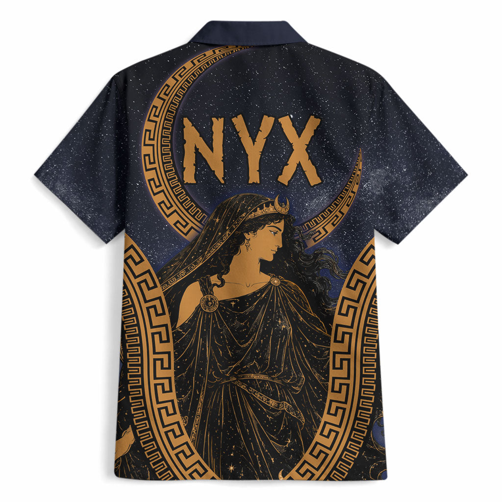 Greek Mythology Nyx Hawaiian Shirt Starry Night Classical Art Greek Key Pattern