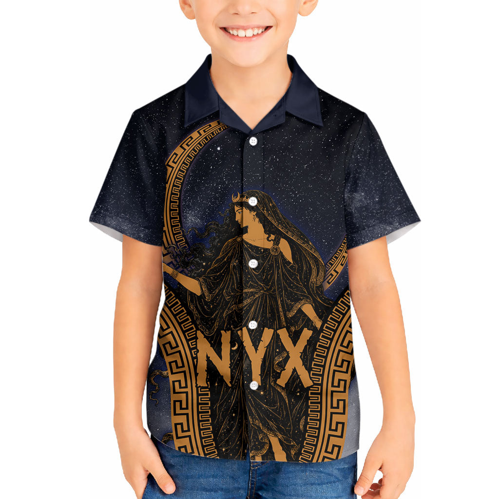 Greek Mythology Nyx Hawaiian Shirt Starry Night Classical Art Greek Key Pattern