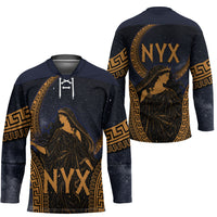 Greek Mythology Nyx Hockey Jersey Starry Night Classical Art Greek Key Pattern