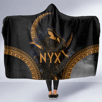 Greek Mythology Nyx Hooded Blanket Starry Night Classical Art Greek Key Pattern