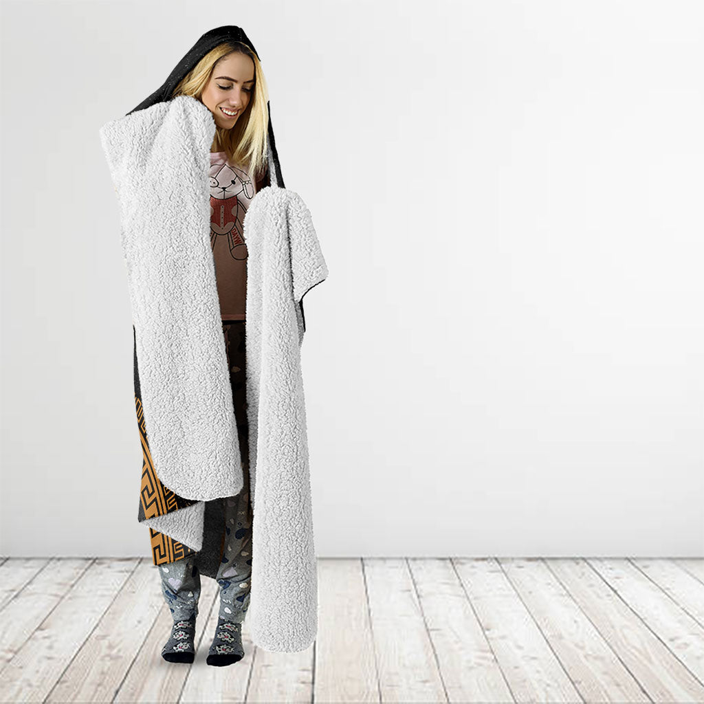 Greek Mythology Nyx Hooded Blanket Starry Night Classical Art Greek Key Pattern