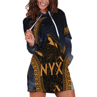 Greek Mythology Nyx Hoodie Dress Starry Night Classical Art Greek Key Pattern
