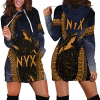 Greek Mythology Nyx Hoodie Dress Starry Night Classical Art Greek Key Pattern