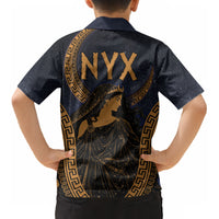 Greek Mythology Nyx Kid Hawaiian Shirt Starry Night Classical Art Greek Key Pattern
