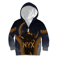 Greek Mythology Nyx Kid Hoodie Starry Night Classical Art Greek Key Pattern