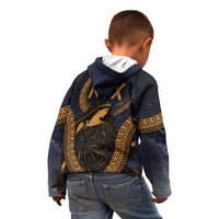 Greek Mythology Nyx Kid Hoodie Starry Night Classical Art Greek Key Pattern