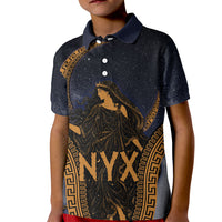 Greek Mythology Nyx Kid Polo Shirt Starry Night Classical Art Greek Key Pattern