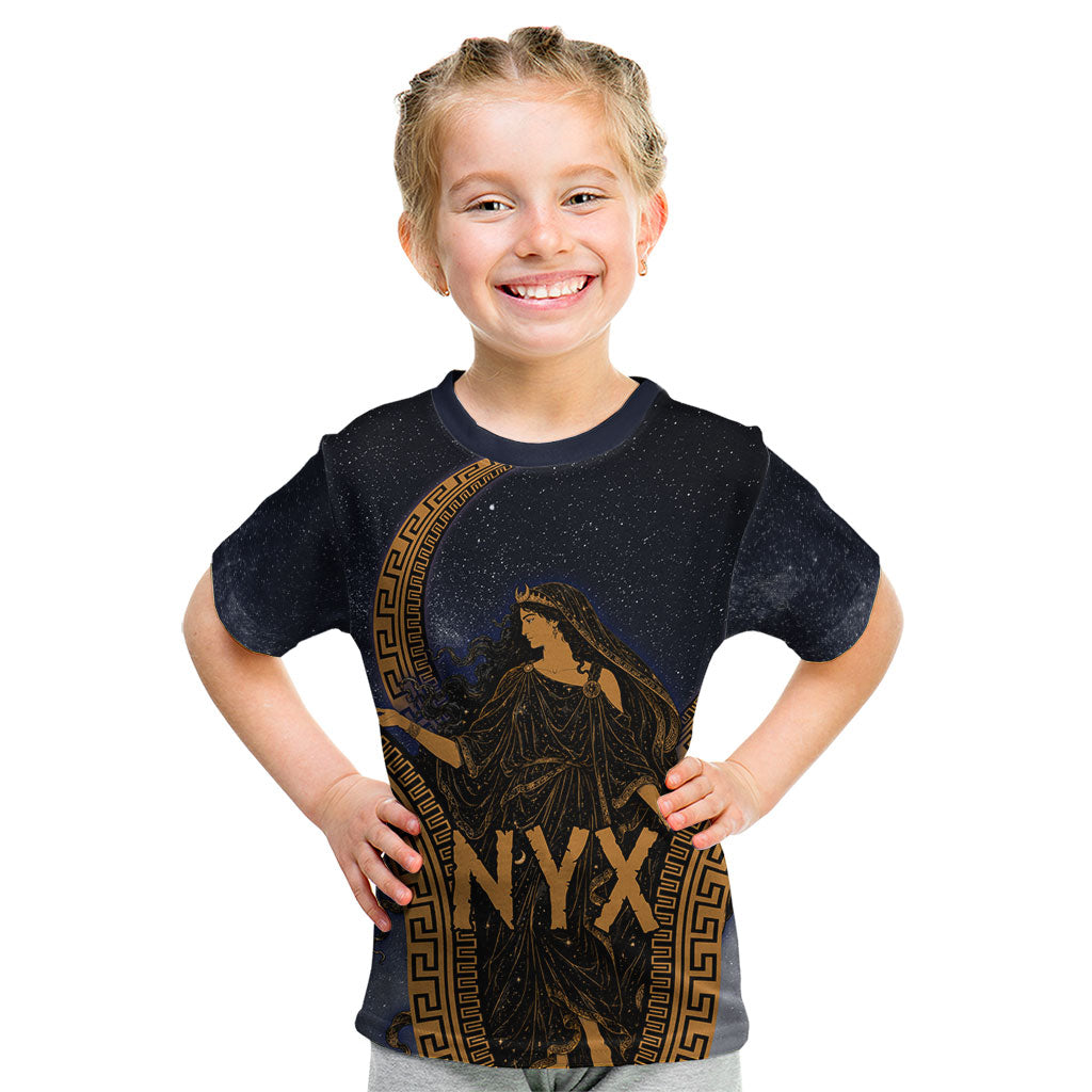 Greek Mythology Nyx Kid T Shirt Starry Night Classical Art Greek Key Pattern