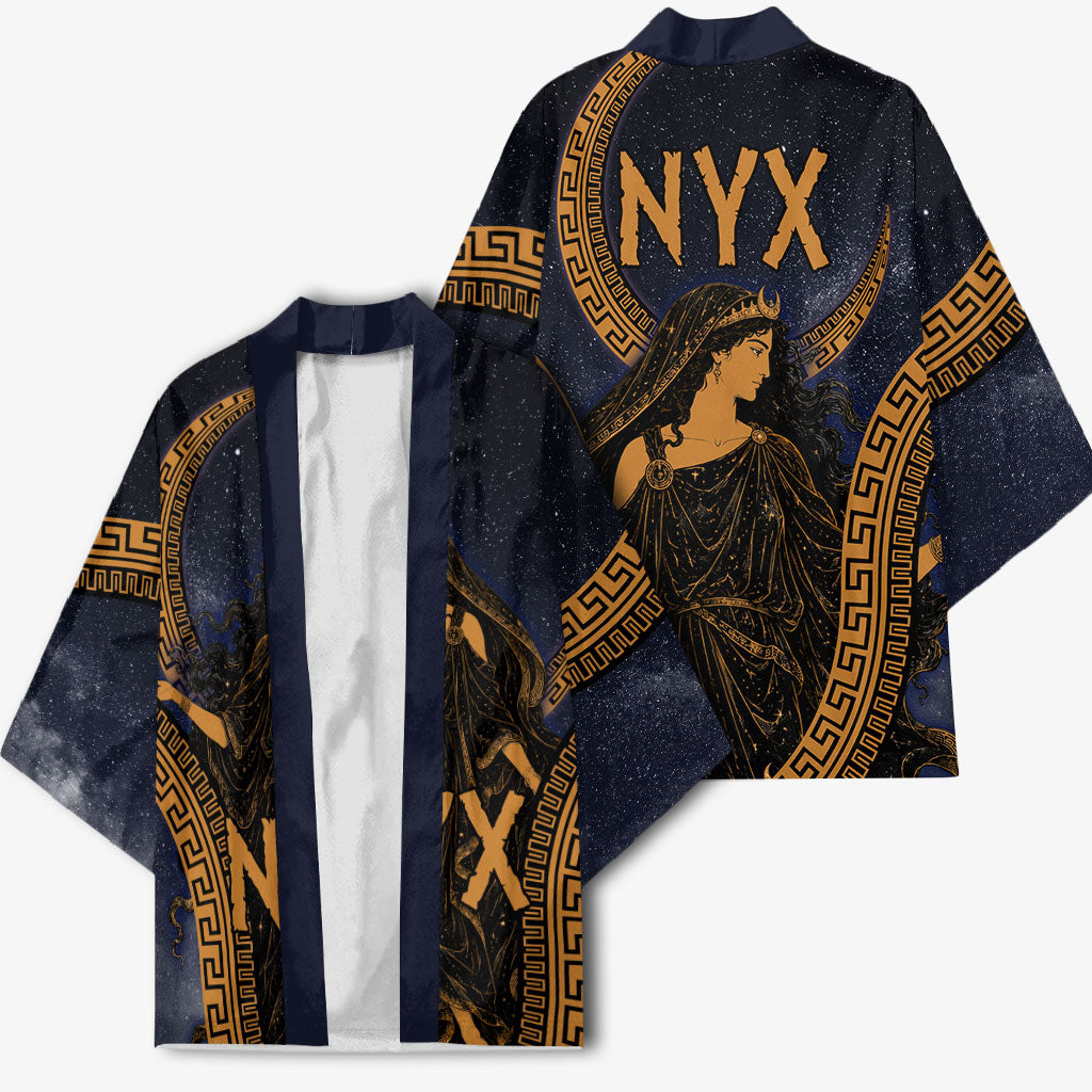 Greek Mythology Nyx Kimono Starry Night Classical Art Greek Key Pattern