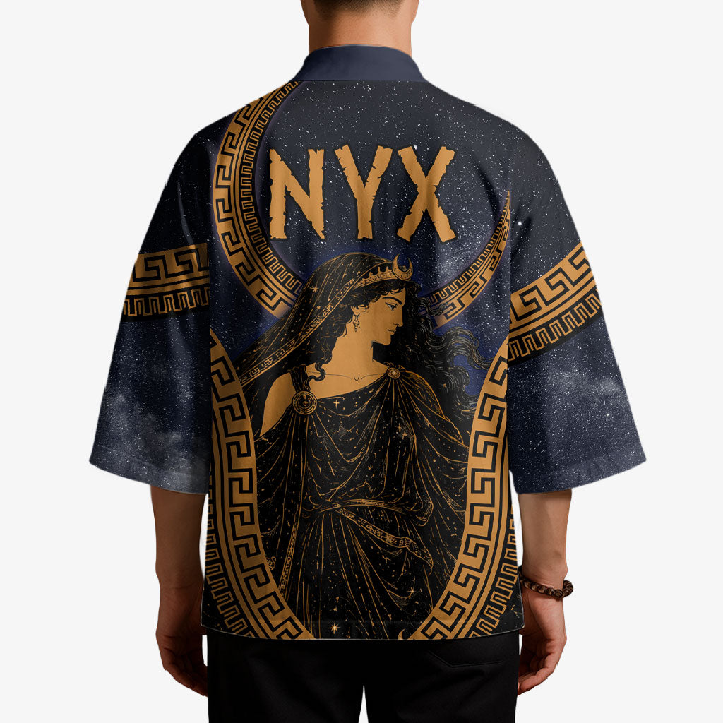 Greek Mythology Nyx Kimono Starry Night Classical Art Greek Key Pattern