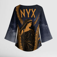 Greek Mythology Nyx Kimono Sleeve Blouse Starry Night Classical Art Greek Key Pattern