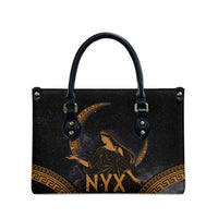 Greek Mythology Nyx Leather Bag Starry Night Classical Art Greek Key Pattern
