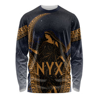Greek Mythology Nyx Long Sleeve Shirt Starry Night Classical Art Greek Key Pattern